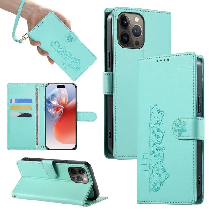 Funda para teléfono de piel vegana con cierre magnético y diseño de lindos gatos., For iPhone 14 Pro Max, For iPhone SE 2022 / SE 2020 / 8 / 7, For iPhone 13 Pro Max, For iPhone 13 Pro, For iPhone 13 mini, For iPhone 12 / 12 Pro, For iPhone 12 Pro Max ...