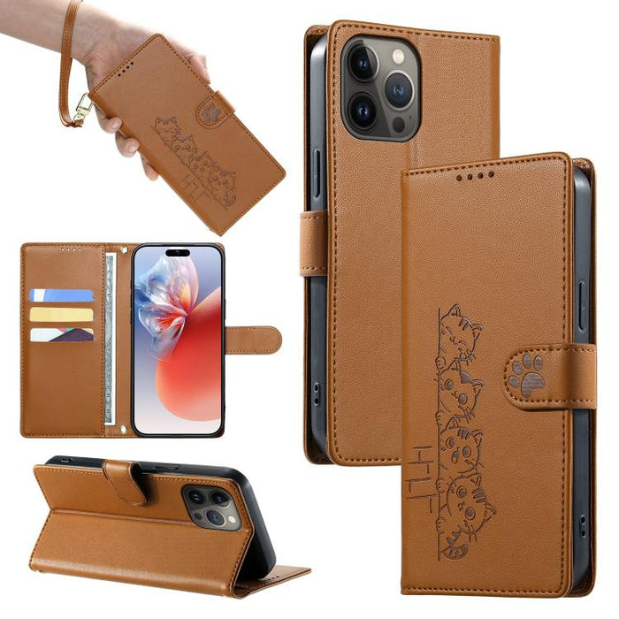 Funda para teléfono de piel vegana con cierre magnético y diseño de lindos gatos., For iPhone 14 Pro Max, For iPhone SE 2022 / SE 2020 / 8 / 7, For iPhone 13 Pro Max, For iPhone 13 Pro, For iPhone 13 mini, For iPhone 12 / 12 Pro, For iPhone 12 Pro Max ...
