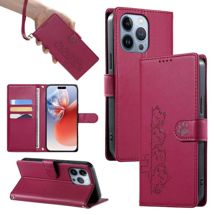 Funda para teléfono de piel vegana con cierre magnético y diseño de lindos gatos., For iPhone 14 Pro Max, For iPhone SE 2022 / SE 2020 / 8 / 7, For iPhone 13 Pro Max, For iPhone 13 Pro, For iPhone 13 mini, For iPhone 12 / 12 Pro, For iPhone 12 Pro Max ...