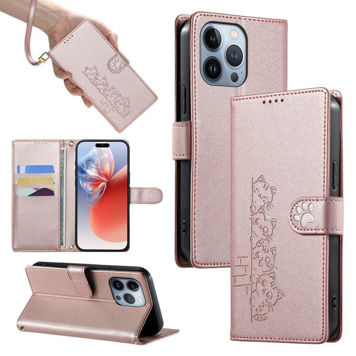Funda para teléfono de piel vegana con cierre magnético y diseño de lindos gatos., For iPhone 14 Pro Max, For iPhone SE 2022 / SE 2020 / 8 / 7, For iPhone 13 Pro Max, For iPhone 13 Pro, For iPhone 13 mini, For iPhone 12 / 12 Pro, For iPhone 12 Pro Max ...