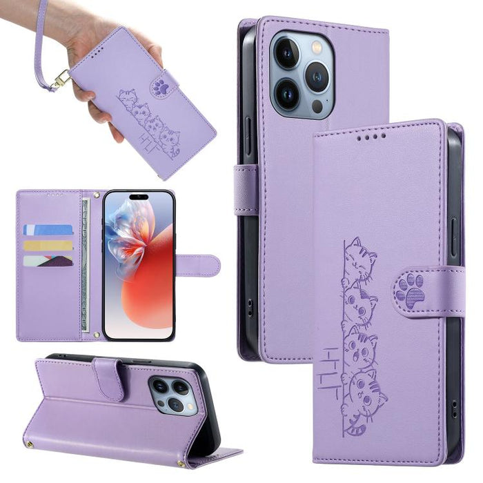 Funda para teléfono de piel vegana con cierre magnético y diseño de lindos gatos., For iPhone 14 Pro Max, For iPhone SE 2022 / SE 2020 / 8 / 7, For iPhone 13 Pro Max, For iPhone 13 Pro, For iPhone 13 mini, For iPhone 12 / 12 Pro, For iPhone 12 Pro Max ...