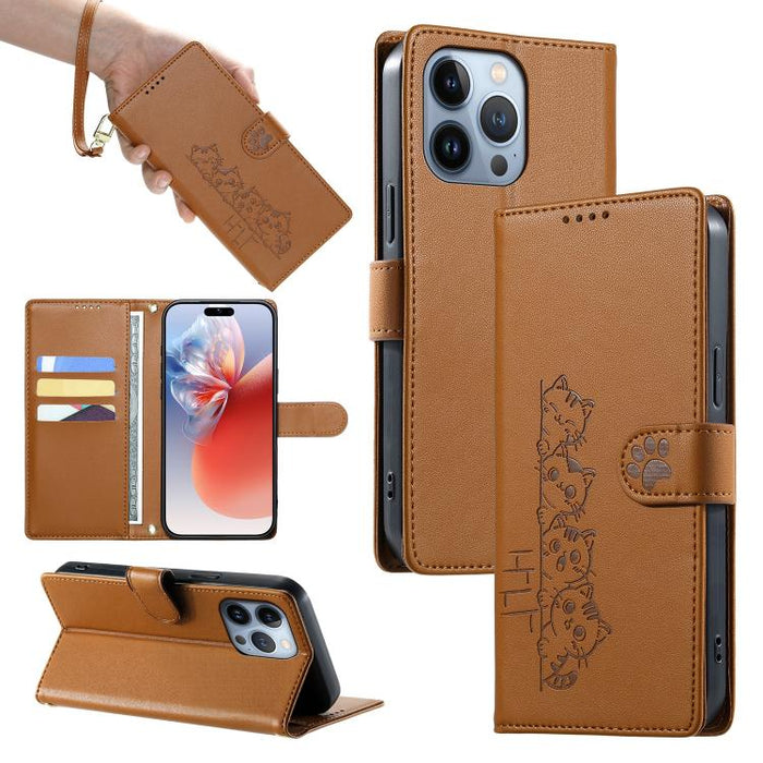 Funda para teléfono de piel vegana con cierre magnético y diseño de lindos gatos., For iPhone 14 Pro Max, For iPhone SE 2022 / SE 2020 / 8 / 7, For iPhone 13 Pro Max, For iPhone 13 Pro, For iPhone 13 mini, For iPhone 12 / 12 Pro, For iPhone 12 Pro Max ...