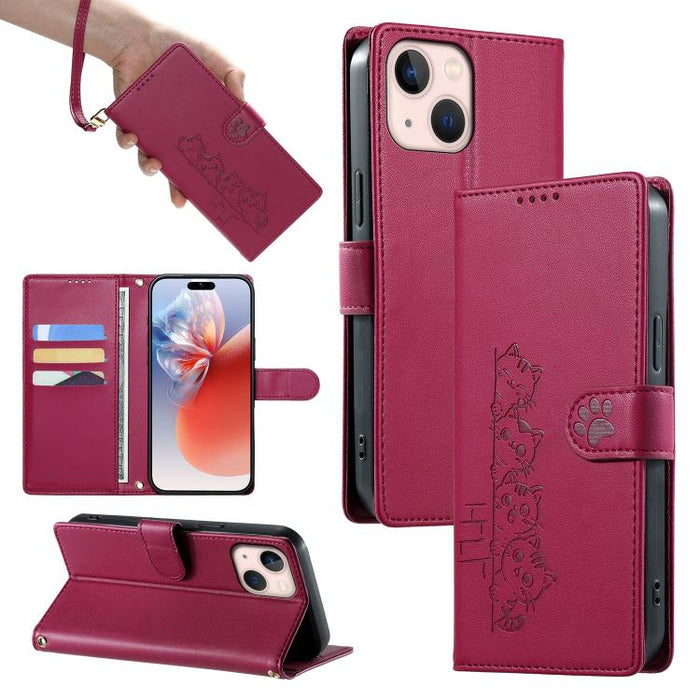Funda para teléfono de piel vegana con cierre magnético y diseño de lindos gatos., For iPhone 14 Pro Max, For iPhone SE 2022 / SE 2020 / 8 / 7, For iPhone 13 Pro Max, For iPhone 13 Pro, For iPhone 13 mini, For iPhone 12 / 12 Pro, For iPhone 12 Pro Max ...