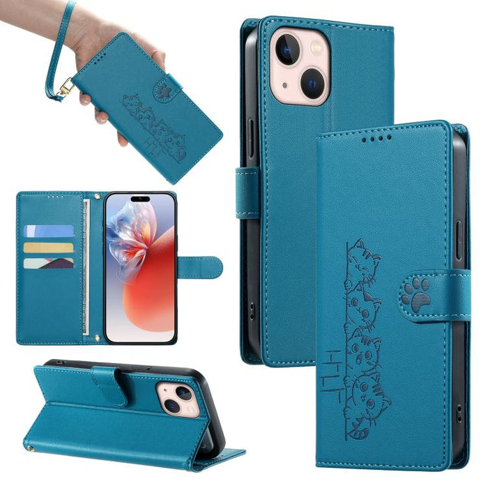 Funda para teléfono de piel vegana con cierre magnético y diseño de lindos gatos., For iPhone 14 Pro Max, For iPhone SE 2022 / SE 2020 / 8 / 7, For iPhone 13 Pro Max, For iPhone 13 Pro, For iPhone 13 mini, For iPhone 12 / 12 Pro, For iPhone 12 Pro Max ...