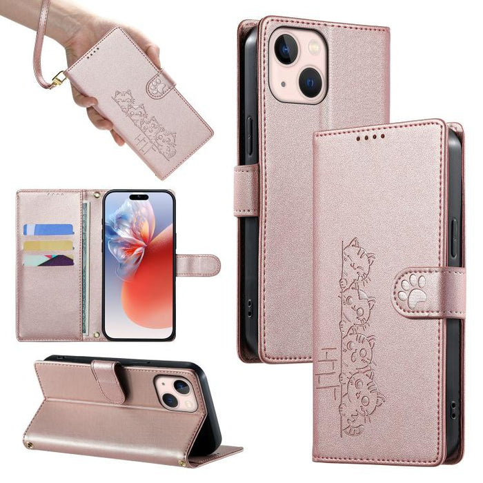 Funda para teléfono de piel vegana con cierre magnético y diseño de lindos gatos., For iPhone 14 Pro Max, For iPhone SE 2022 / SE 2020 / 8 / 7, For iPhone 13 Pro Max, For iPhone 13 Pro, For iPhone 13 mini, For iPhone 12 / 12 Pro, For iPhone 12 Pro Max ...