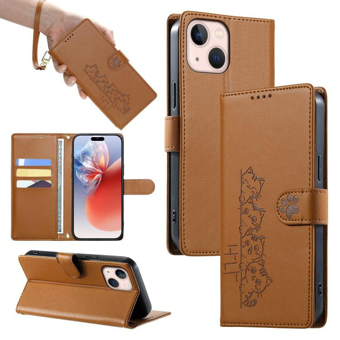 Funda para teléfono de piel vegana con cierre magnético y diseño de lindos gatos., For iPhone 14 Pro Max, For iPhone SE 2022 / SE 2020 / 8 / 7, For iPhone 13 Pro Max, For iPhone 13 Pro, For iPhone 13 mini, For iPhone 12 / 12 Pro, For iPhone 12 Pro Max ...