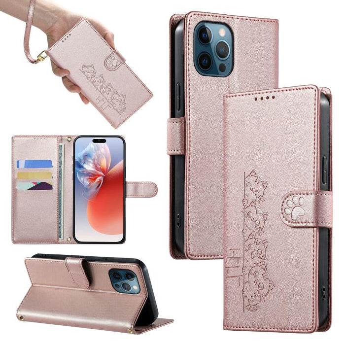 Funda para teléfono de piel vegana con cierre magnético y diseño de lindos gatos., For iPhone 14 Pro Max, For iPhone SE 2022 / SE 2020 / 8 / 7, For iPhone 13 Pro Max, For iPhone 13 Pro, For iPhone 13 mini, For iPhone 12 / 12 Pro, For iPhone 12 Pro Max ...