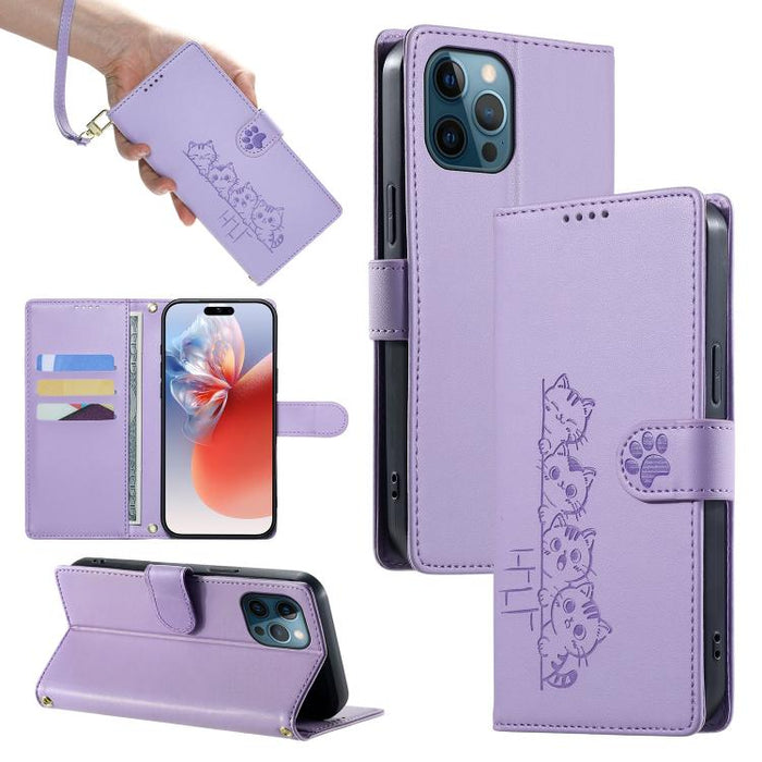 Funda para teléfono de piel vegana con cierre magnético y diseño de lindos gatos., For iPhone 14 Pro Max, For iPhone SE 2022 / SE 2020 / 8 / 7, For iPhone 13 Pro Max, For iPhone 13 Pro, For iPhone 13 mini, For iPhone 12 / 12 Pro, For iPhone 12 Pro Max ...