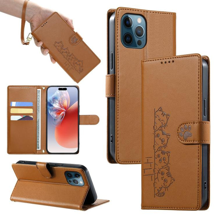 Funda para teléfono de piel vegana con cierre magnético y diseño de lindos gatos., For iPhone 14 Pro Max, For iPhone SE 2022 / SE 2020 / 8 / 7, For iPhone 13 Pro Max, For iPhone 13 Pro, For iPhone 13 mini, For iPhone 12 / 12 Pro, For iPhone 12 Pro Max ...