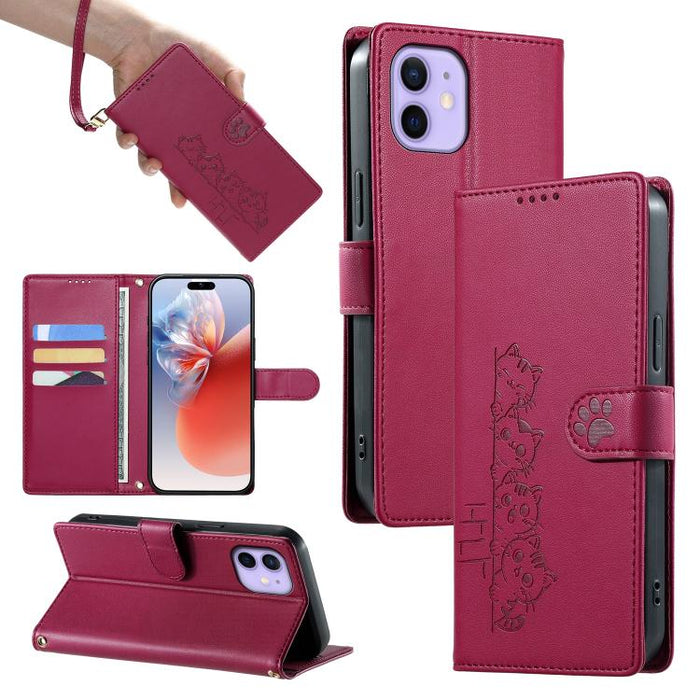 Funda para teléfono de piel vegana con cierre magnético y diseño de lindos gatos., For iPhone 14 Pro Max, For iPhone SE 2022 / SE 2020 / 8 / 7, For iPhone 13 Pro Max, For iPhone 13 Pro, For iPhone 13 mini, For iPhone 12 / 12 Pro, For iPhone 12 Pro Max ...