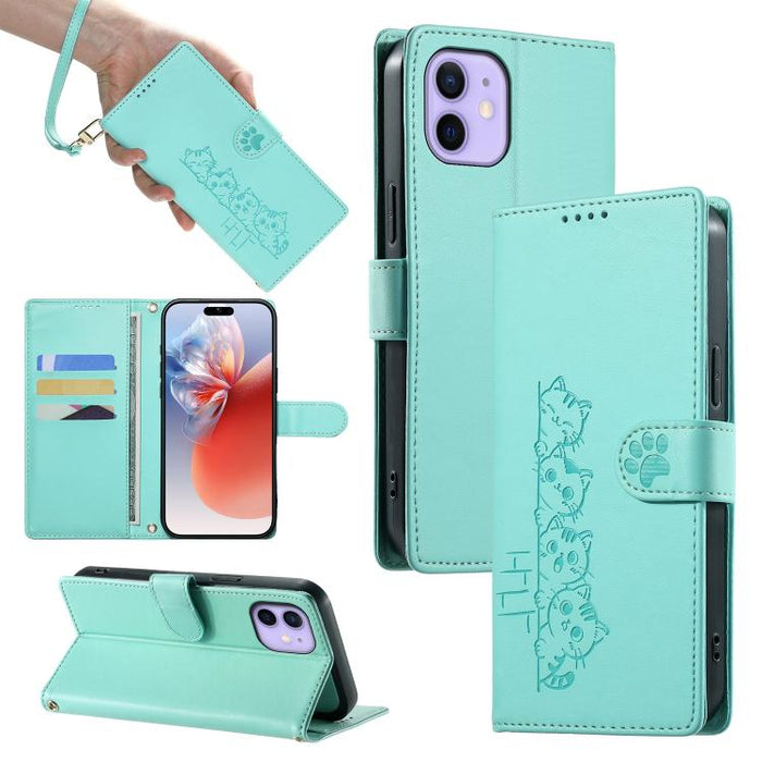 Funda para teléfono de piel vegana con cierre magnético y diseño de lindos gatos., For iPhone 14 Pro Max, For iPhone SE 2022 / SE 2020 / 8 / 7, For iPhone 13 Pro Max, For iPhone 13 Pro, For iPhone 13 mini, For iPhone 12 / 12 Pro, For iPhone 12 Pro Max ...