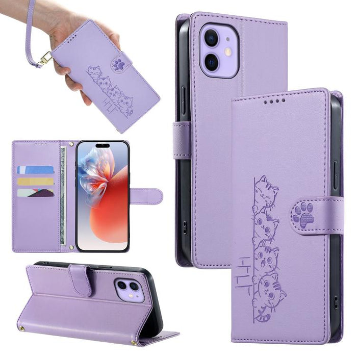 Funda para teléfono de piel vegana con cierre magnético y diseño de lindos gatos., For iPhone 14 Pro Max, For iPhone SE 2022 / SE 2020 / 8 / 7, For iPhone 13 Pro Max, For iPhone 13 Pro, For iPhone 13 mini, For iPhone 12 / 12 Pro, For iPhone 12 Pro Max ...