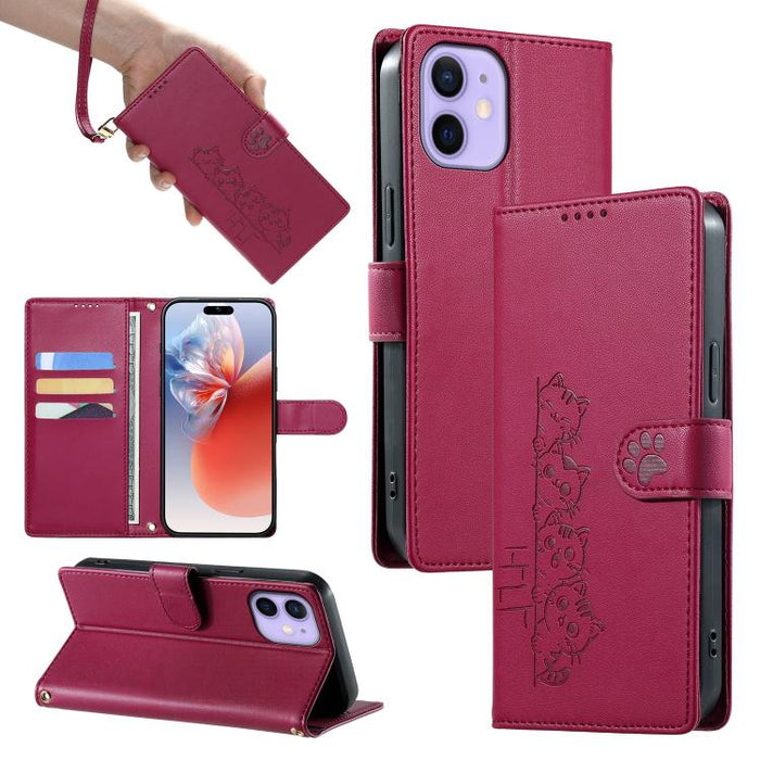 Funda para teléfono de piel vegana con cierre magnético y diseño de lindos gatos., For iPhone 14 Pro Max, For iPhone SE 2022 / SE 2020 / 8 / 7, For iPhone 13 Pro Max, For iPhone 13 Pro, For iPhone 13 mini, For iPhone 12 / 12 Pro, For iPhone 12 Pro Max ...