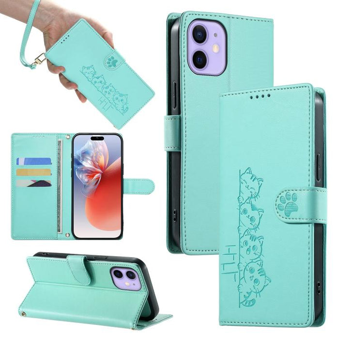 Funda para teléfono de piel vegana con cierre magnético y diseño de lindos gatos., For iPhone 14 Pro Max, For iPhone SE 2022 / SE 2020 / 8 / 7, For iPhone 13 Pro Max, For iPhone 13 Pro, For iPhone 13 mini, For iPhone 12 / 12 Pro, For iPhone 12 Pro Max ...