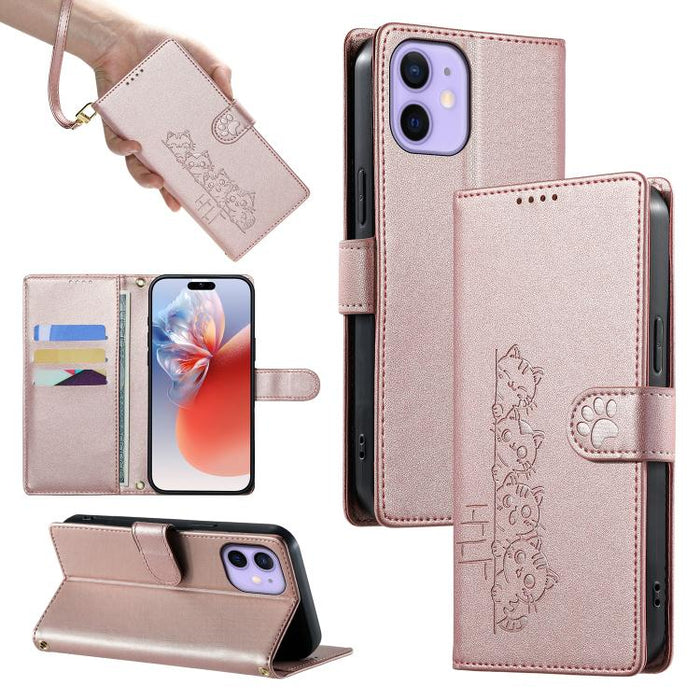 Funda para teléfono de piel vegana con cierre magnético y diseño de lindos gatos., For iPhone 14 Pro Max, For iPhone SE 2022 / SE 2020 / 8 / 7, For iPhone 13 Pro Max, For iPhone 13 Pro, For iPhone 13 mini, For iPhone 12 / 12 Pro, For iPhone 12 Pro Max ...