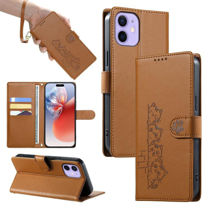 Funda para teléfono de piel vegana con cierre magnético y diseño de lindos gatos., For iPhone 14 Pro Max, For iPhone SE 2022 / SE 2020 / 8 / 7, For iPhone 13 Pro Max, For iPhone 13 Pro, For iPhone 13 mini, For iPhone 12 / 12 Pro, For iPhone 12 Pro Max ...