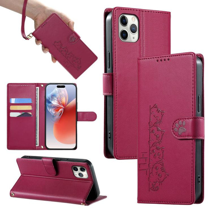 Funda para teléfono de piel vegana con cierre magnético y diseño de lindos gatos., For iPhone 14 Pro Max, For iPhone SE 2022 / SE 2020 / 8 / 7, For iPhone 13 Pro Max, For iPhone 13 Pro, For iPhone 13 mini, For iPhone 12 / 12 Pro, For iPhone 12 Pro Max ...