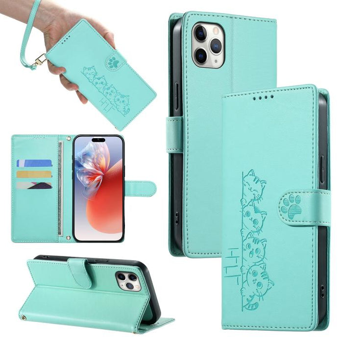 Funda para teléfono de piel vegana con cierre magnético y diseño de lindos gatos., For iPhone 14 Pro Max, For iPhone SE 2022 / SE 2020 / 8 / 7, For iPhone 13 Pro Max, For iPhone 13 Pro, For iPhone 13 mini, For iPhone 12 / 12 Pro, For iPhone 12 Pro Max ...