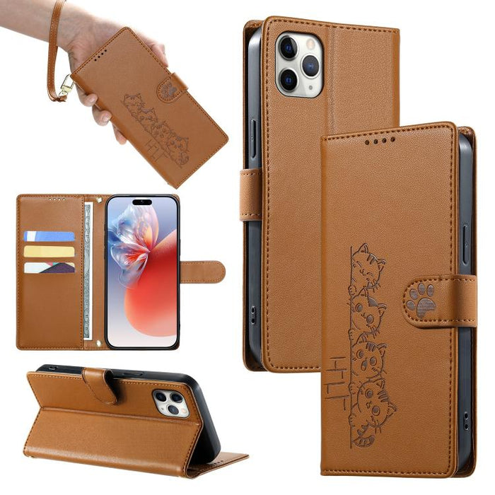 Funda para teléfono de piel vegana con cierre magnético y diseño de lindos gatos., For iPhone 14 Pro Max, For iPhone SE 2022 / SE 2020 / 8 / 7, For iPhone 13 Pro Max, For iPhone 13 Pro, For iPhone 13 mini, For iPhone 12 / 12 Pro, For iPhone 12 Pro Max ...