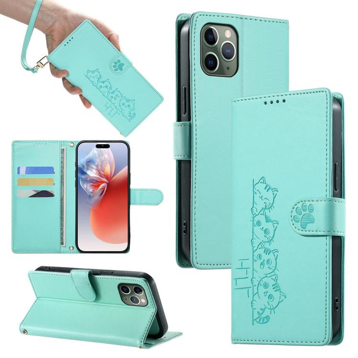 Funda para teléfono de piel vegana con cierre magnético y diseño de lindos gatos., For iPhone 14 Pro Max, For iPhone SE 2022 / SE 2020 / 8 / 7, For iPhone 13 Pro Max, For iPhone 13 Pro, For iPhone 13 mini, For iPhone 12 / 12 Pro, For iPhone 12 Pro Max ...