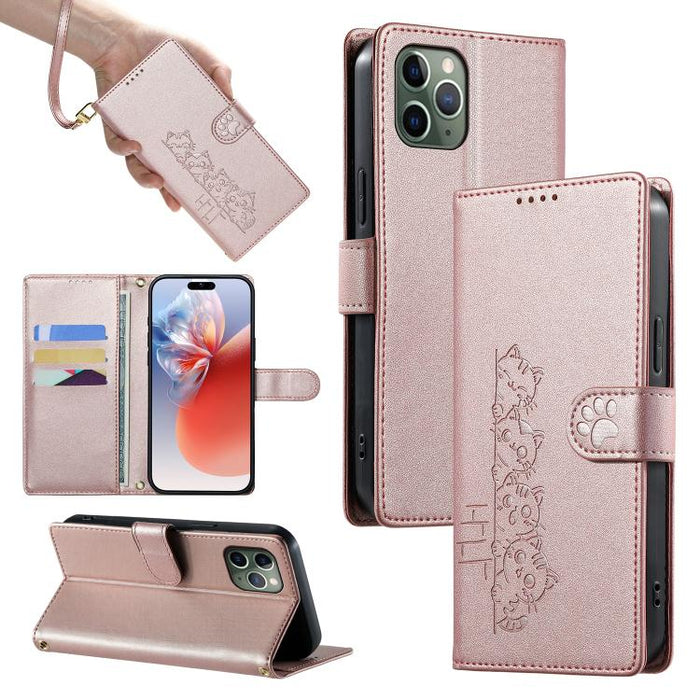 Funda para teléfono de piel vegana con cierre magnético y diseño de lindos gatos., For iPhone 14 Pro Max, For iPhone SE 2022 / SE 2020 / 8 / 7, For iPhone 13 Pro Max, For iPhone 13 Pro, For iPhone 13 mini, For iPhone 12 / 12 Pro, For iPhone 12 Pro Max ...