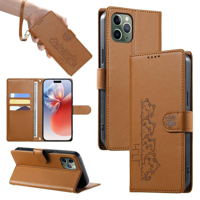 Funda para teléfono de piel vegana con cierre magnético y diseño de lindos gatos., For iPhone 14 Pro Max, For iPhone SE 2022 / SE 2020 / 8 / 7, For iPhone 13 Pro Max, For iPhone 13 Pro, For iPhone 13 mini, For iPhone 12 / 12 Pro, For iPhone 12 Pro Max ...