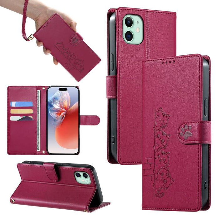 Funda para teléfono de piel vegana con cierre magnético y diseño de lindos gatos., For iPhone 14 Pro Max, For iPhone SE 2022 / SE 2020 / 8 / 7, For iPhone 13 Pro Max, For iPhone 13 Pro, For iPhone 13 mini, For iPhone 12 / 12 Pro, For iPhone 12 Pro Max ...