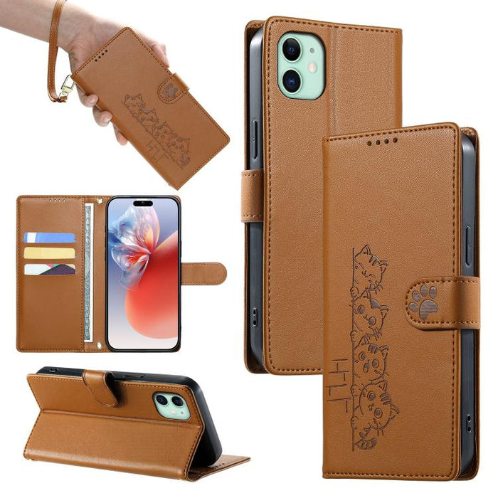 Funda para teléfono de piel vegana con cierre magnético y diseño de lindos gatos., For iPhone 14 Pro Max, For iPhone SE 2022 / SE 2020 / 8 / 7, For iPhone 13 Pro Max, For iPhone 13 Pro, For iPhone 13 mini, For iPhone 12 / 12 Pro, For iPhone 12 Pro Max ...