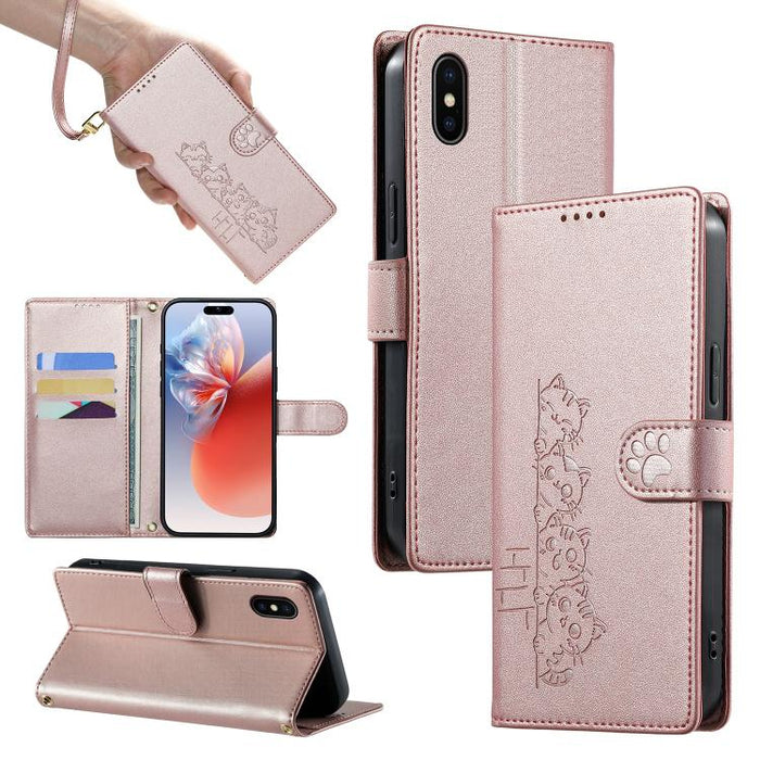 Funda para teléfono de piel vegana con cierre magnético y diseño de lindos gatos., For iPhone 14 Pro Max, For iPhone SE 2022 / SE 2020 / 8 / 7, For iPhone 13 Pro Max, For iPhone 13 Pro, For iPhone 13 mini, For iPhone 12 / 12 Pro, For iPhone 12 Pro Max ...