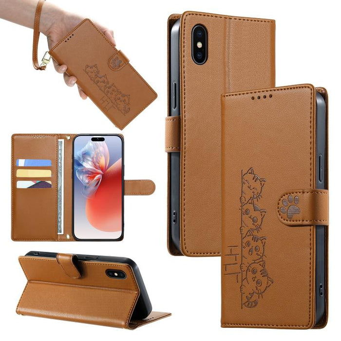 Funda para teléfono de piel vegana con cierre magnético y diseño de lindos gatos., For iPhone 14 Pro Max, For iPhone SE 2022 / SE 2020 / 8 / 7, For iPhone 13 Pro Max, For iPhone 13 Pro, For iPhone 13 mini, For iPhone 12 / 12 Pro, For iPhone 12 Pro Max ...