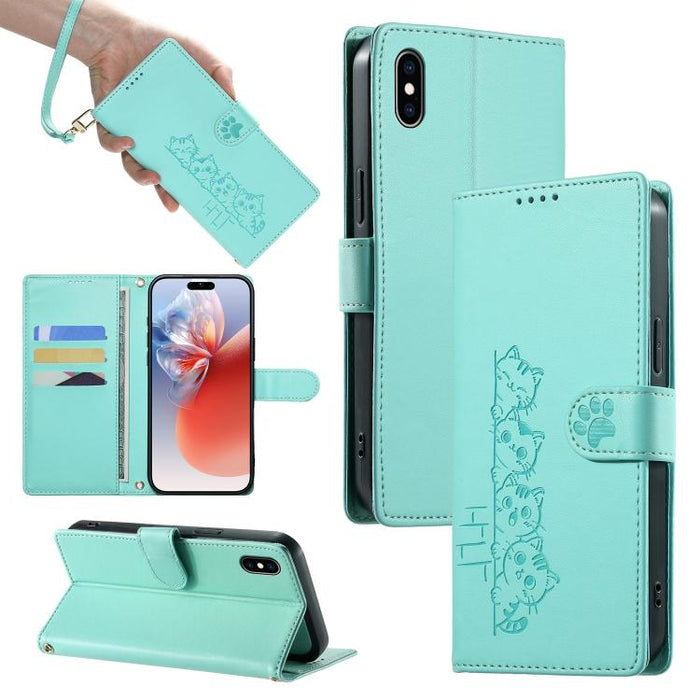 Funda para teléfono de piel vegana con cierre magnético y diseño de lindos gatos., For iPhone 14 Pro Max, For iPhone SE 2022 / SE 2020 / 8 / 7, For iPhone 13 Pro Max, For iPhone 13 Pro, For iPhone 13 mini, For iPhone 12 / 12 Pro, For iPhone 12 Pro Max ...