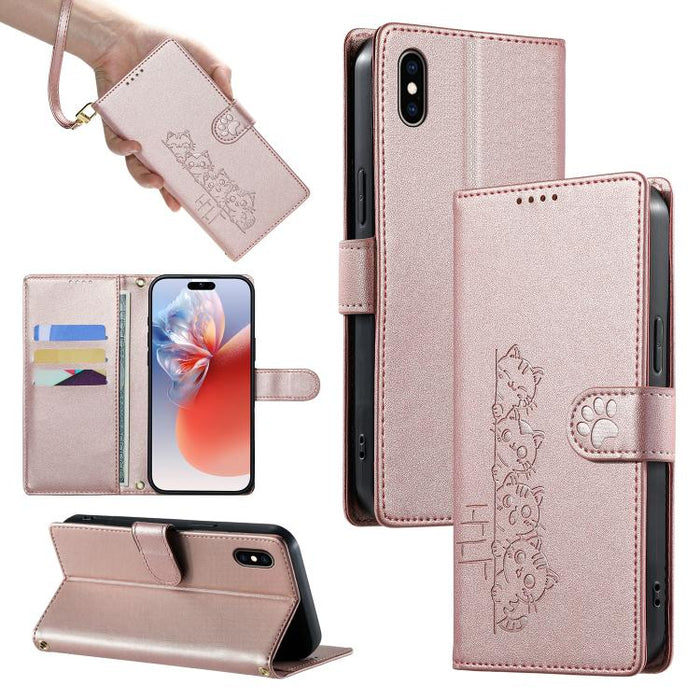 Funda para teléfono de piel vegana con cierre magnético y diseño de lindos gatos., For iPhone 14 Pro Max, For iPhone SE 2022 / SE 2020 / 8 / 7, For iPhone 13 Pro Max, For iPhone 13 Pro, For iPhone 13 mini, For iPhone 12 / 12 Pro, For iPhone 12 Pro Max ...