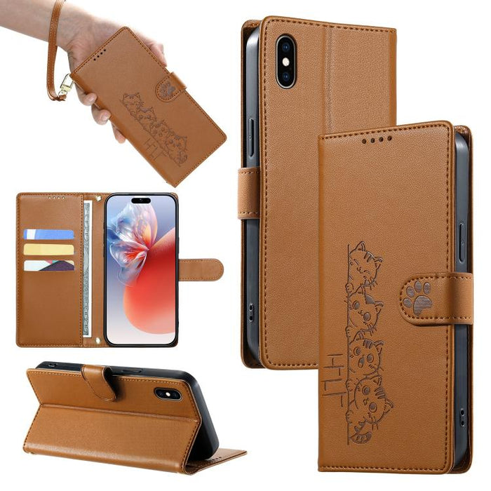 Funda para teléfono de piel vegana con cierre magnético y diseño de lindos gatos., For iPhone 14 Pro Max, For iPhone SE 2022 / SE 2020 / 8 / 7, For iPhone 13 Pro Max, For iPhone 13 Pro, For iPhone 13 mini, For iPhone 12 / 12 Pro, For iPhone 12 Pro Max ...