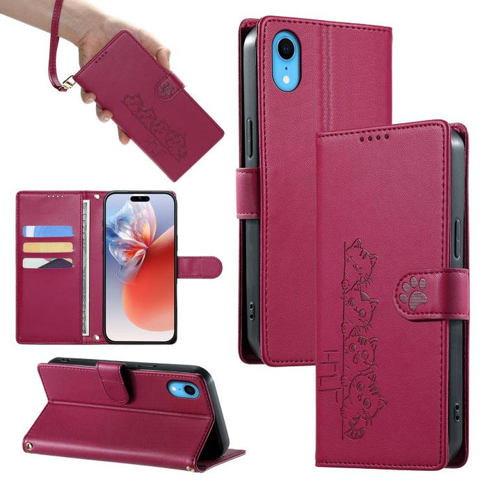 Funda para teléfono de piel vegana con cierre magnético y diseño de lindos gatos., For iPhone 14 Pro Max, For iPhone SE 2022 / SE 2020 / 8 / 7, For iPhone 13 Pro Max, For iPhone 13 Pro, For iPhone 13 mini, For iPhone 12 / 12 Pro, For iPhone 12 Pro Max ...