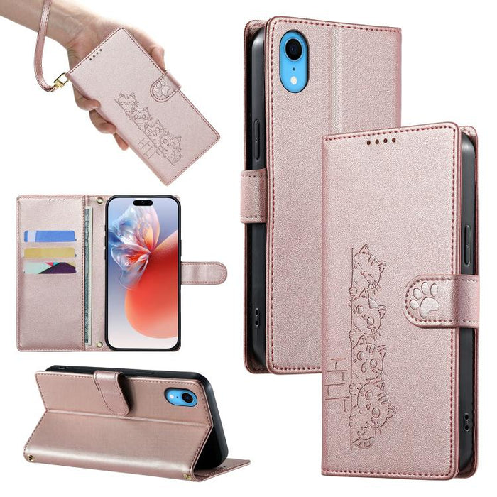 Funda para teléfono de piel vegana con cierre magnético y diseño de lindos gatos., For iPhone 14 Pro Max, For iPhone SE 2022 / SE 2020 / 8 / 7, For iPhone 13 Pro Max, For iPhone 13 Pro, For iPhone 13 mini, For iPhone 12 / 12 Pro, For iPhone 12 Pro Max ...