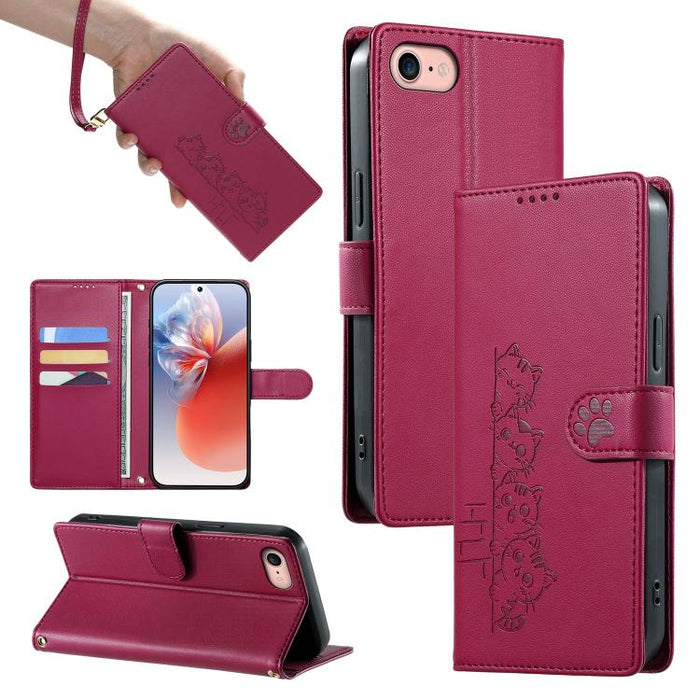 Funda para teléfono de piel vegana con cierre magnético y diseño de lindos gatos., For iPhone 14 Pro Max, For iPhone SE 2022 / SE 2020 / 8 / 7, For iPhone 13 Pro Max, For iPhone 13 Pro, For iPhone 13 mini, For iPhone 12 / 12 Pro, For iPhone 12 Pro Max ...