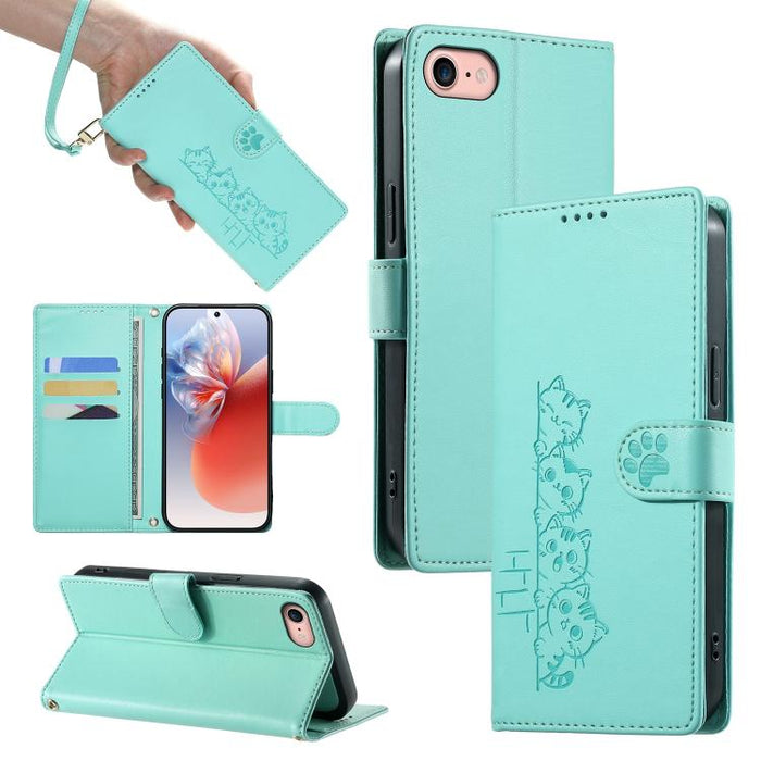 Funda para teléfono de piel vegana con cierre magnético y diseño de lindos gatos., For iPhone 14 Pro Max, For iPhone SE 2022 / SE 2020 / 8 / 7, For iPhone 13 Pro Max, For iPhone 13 Pro, For iPhone 13 mini, For iPhone 12 / 12 Pro, For iPhone 12 Pro Max ...