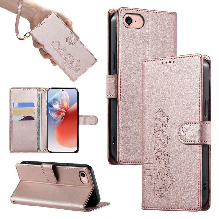 Funda para teléfono de piel vegana con cierre magnético y diseño de lindos gatos., For iPhone 14 Pro Max, For iPhone SE 2022 / SE 2020 / 8 / 7, For iPhone 13 Pro Max, For iPhone 13 Pro, For iPhone 13 mini, For iPhone 12 / 12 Pro, For iPhone 12 Pro Max ...