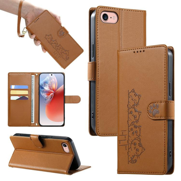 Funda para teléfono de piel vegana con cierre magnético y diseño de lindos gatos., For iPhone 14 Pro Max, For iPhone SE 2022 / SE 2020 / 8 / 7, For iPhone 13 Pro Max, For iPhone 13 Pro, For iPhone 13 mini, For iPhone 12 / 12 Pro, For iPhone 12 Pro Max ...