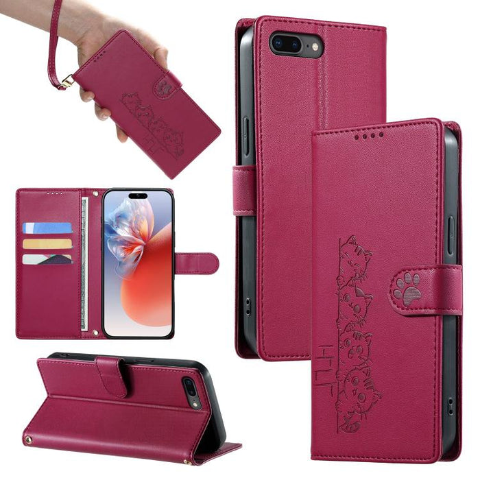 Funda para teléfono de piel vegana con cierre magnético y diseño de lindos gatos., For iPhone 14 Pro Max, For iPhone SE 2022 / SE 2020 / 8 / 7, For iPhone 13 Pro Max, For iPhone 13 Pro, For iPhone 13 mini, For iPhone 12 / 12 Pro, For iPhone 12 Pro Max ...