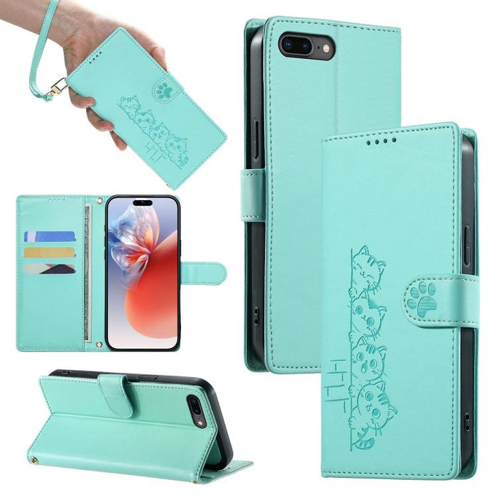 Funda para teléfono de piel vegana con cierre magnético y diseño de lindos gatos., For iPhone 14 Pro Max, For iPhone SE 2022 / SE 2020 / 8 / 7, For iPhone 13 Pro Max, For iPhone 13 Pro, For iPhone 13 mini, For iPhone 12 / 12 Pro, For iPhone 12 Pro Max ...