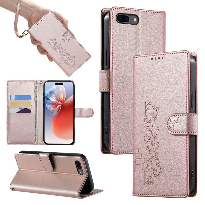 Funda para teléfono de piel vegana con cierre magnético y diseño de lindos gatos., For iPhone 14 Pro Max, For iPhone SE 2022 / SE 2020 / 8 / 7, For iPhone 13 Pro Max, For iPhone 13 Pro, For iPhone 13 mini, For iPhone 12 / 12 Pro, For iPhone 12 Pro Max ...