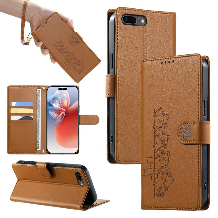 Funda para teléfono de piel vegana con cierre magnético y diseño de lindos gatos., For iPhone 14 Pro Max, For iPhone SE 2022 / SE 2020 / 8 / 7, For iPhone 13 Pro Max, For iPhone 13 Pro, For iPhone 13 mini, For iPhone 12 / 12 Pro, For iPhone 12 Pro Max ...