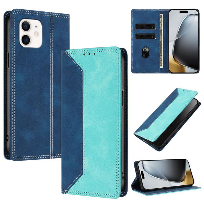 Funda para teléfono de piel vegana bicolor con bloqueo RFID y tacto agradable., For iPhone 11, For iPhone 11 Pro