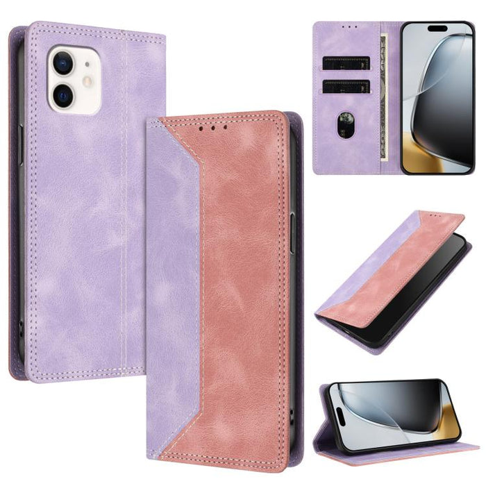 Funda para teléfono de piel vegana bicolor con bloqueo RFID y tacto agradable., For iPhone 11, For iPhone 11 Pro