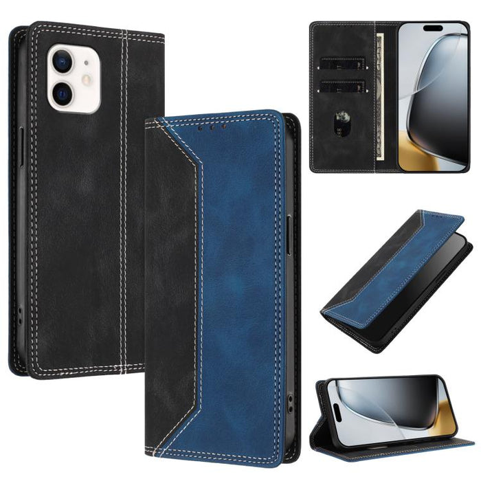 Funda para teléfono de piel vegana bicolor con bloqueo RFID y tacto agradable., For iPhone 11, For iPhone 11 Pro