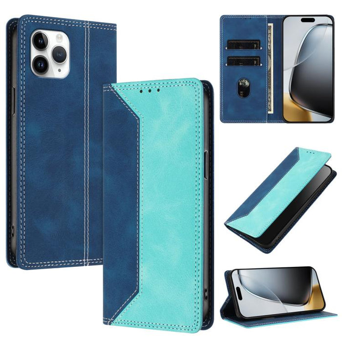 Funda para teléfono de piel vegana bicolor con bloqueo RFID y tacto agradable., For iPhone 11, For iPhone 11 Pro
