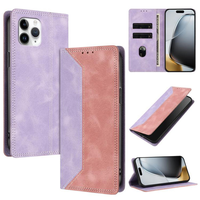 Funda para teléfono de piel vegana bicolor con bloqueo RFID y tacto agradable., For iPhone 11, For iPhone 11 Pro