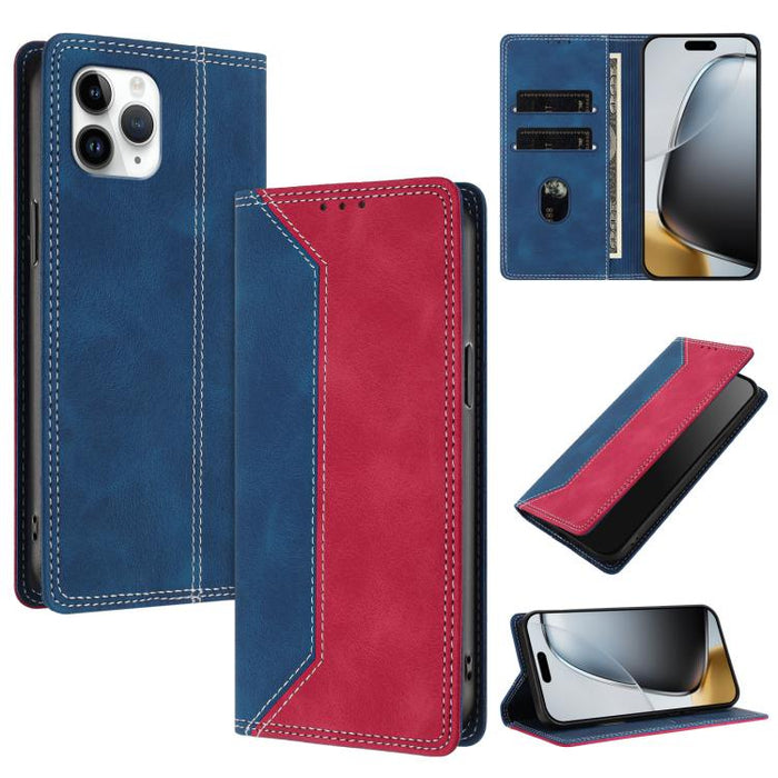 Funda para teléfono de piel vegana bicolor con bloqueo RFID y tacto agradable., For iPhone 11, For iPhone 11 Pro
