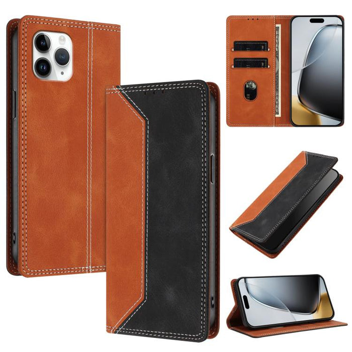 Funda para teléfono de piel vegana bicolor con bloqueo RFID y tacto agradable., For iPhone 11, For iPhone 11 Pro
